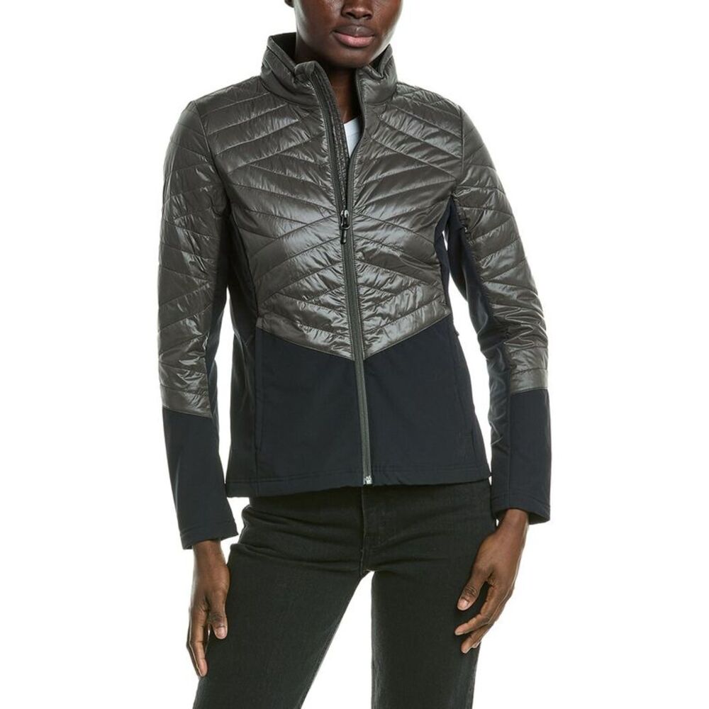 Spyder Women's Quilted Hybrid Puffer Jacket in Olive and Black